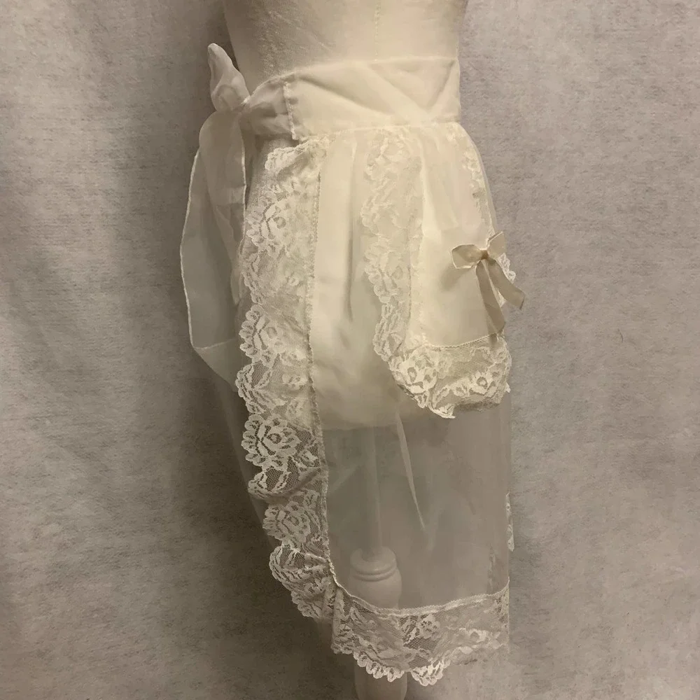 Vintage Sheer White With Lace‎ Hostess Apron
